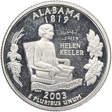 1/4 доллара (25 центов) 2003 года S США «Штаты и территории — Алабама» — Фото №1
