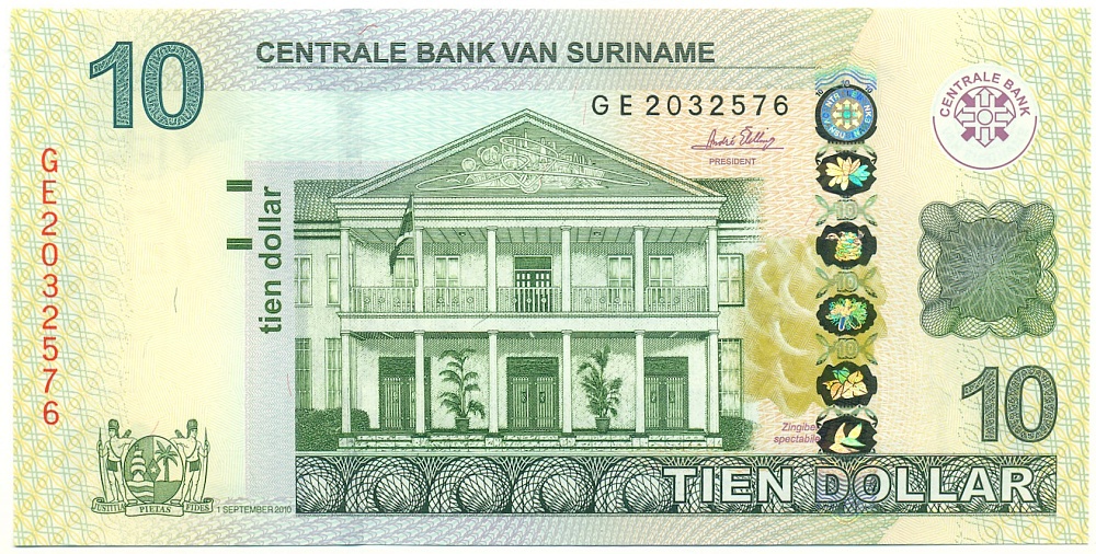 10 долларов 2010 года Суринам — Фото №1