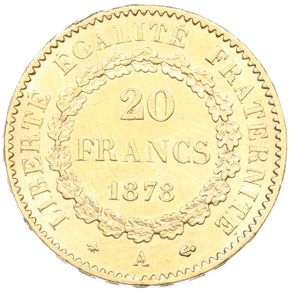 20 франков 1878 года A Франция — Фото №1