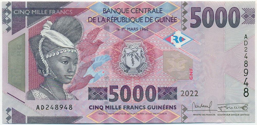 5000 франков 2022 года Гвинея — Фото №1