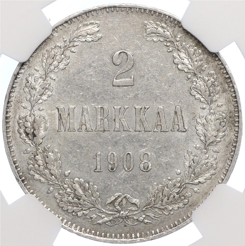 2 марки 1908 года Русская Финляндия — в слабе NGC (MS61) — Фото №1