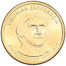 1 доллар 2007 года Р США «3-й президент США Томас Джефферсон» — Фото №1
