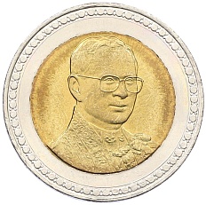10 бат 2006 года (BE 2550) Таиланд «60 лет коронации Короля Рамы IX» — Фото №1