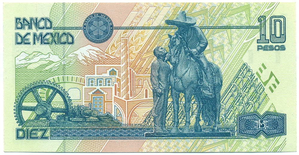 10 песо 1994 года Мексика — Фото №2