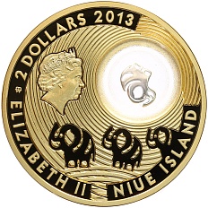 2 доллара 2013 года Ниуэ «Монета на удачу — Слоник» — Фото №2
