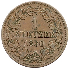 1 крейцер 1860 года Нассау — Фото №1