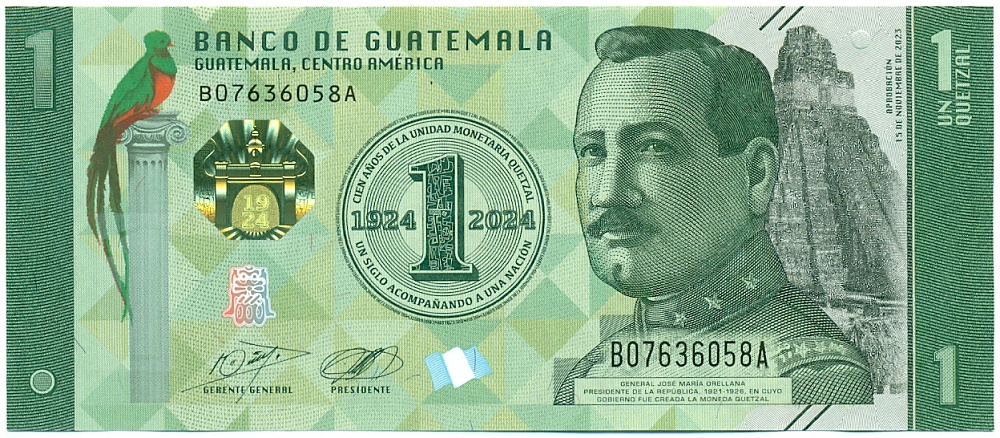 1 кетцаль 2024 года Гватемала «100-летие кетцаля» — Фото №1
