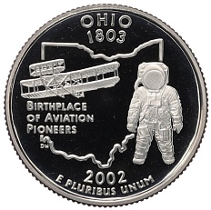 1/4 доллара (25 центов) 2002 года S США «Штаты и территории — Огайо» — Фото №1