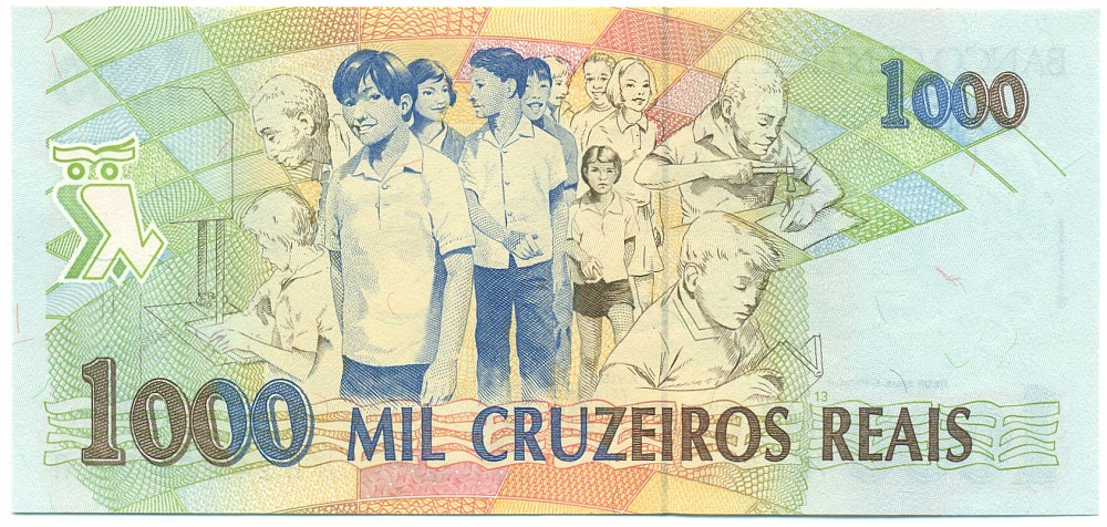 1000 крузейро 1993 года Бразилия — Фото №2