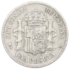 1 песета 1882 года Испания — Фото №2