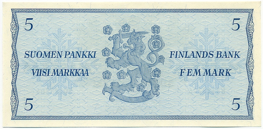 5 марок 1963 года Финляндия — Фото №2