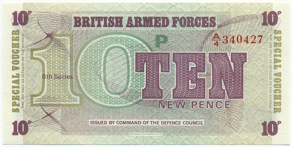 10 новых пенсов 1972 года Ваучер Британских вооруженных сил (6-я серия) — Фото №1