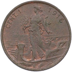 1 чентезимо 1916 года Италия — Фото №1