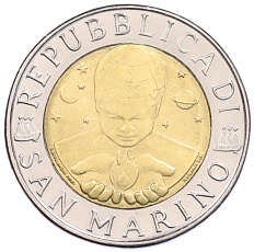 500 лир 1996 года Сан-Марино «Ученые — Гегель» — Фото №2