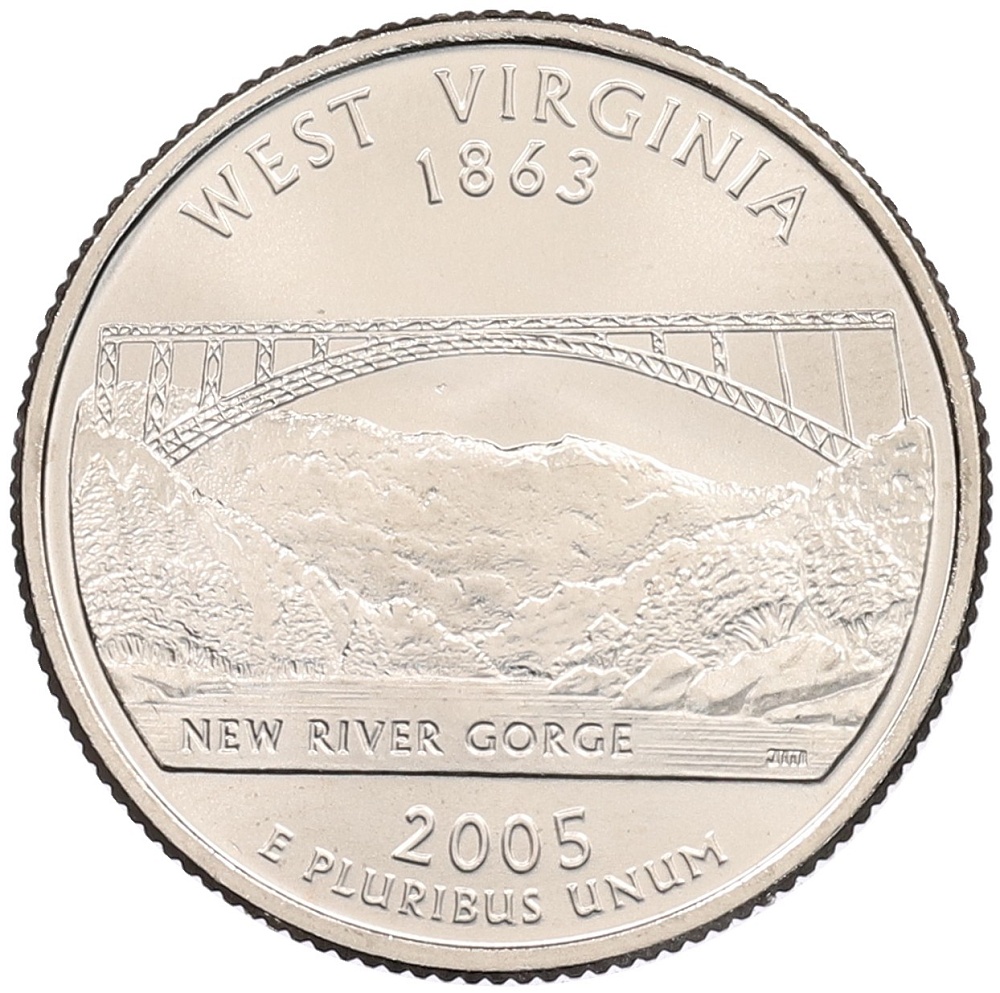 1/4 доллара (25 центов) 2005 года P США «Штаты и территории — Западная Вирджиния» — Фото №1
