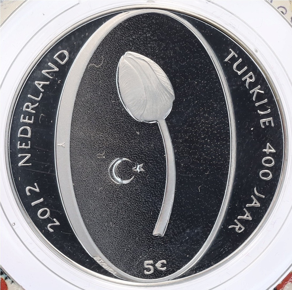 5 евро 2012 года Нидерланды «400 лет установлению дипотношений Нидерландов и Турции» (в буклете) — Фото №1