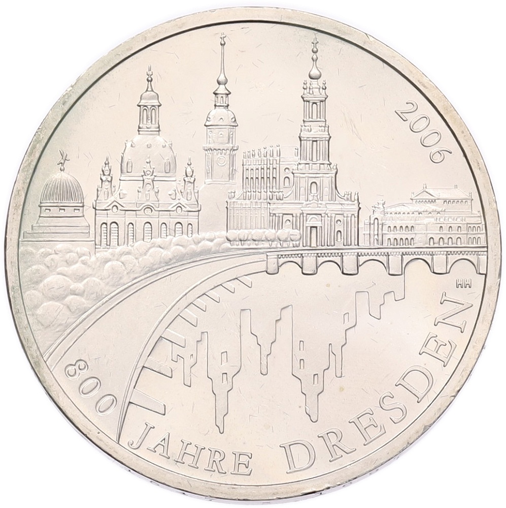 10 евро 2006 года A Германия «800 лет городу Дрездену» — Фото №1