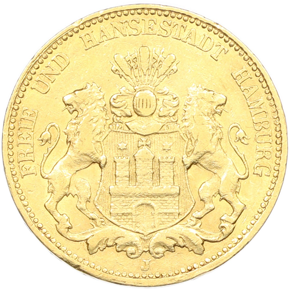 20 марок 1876 года Германия (Гамбург) — Фото №1