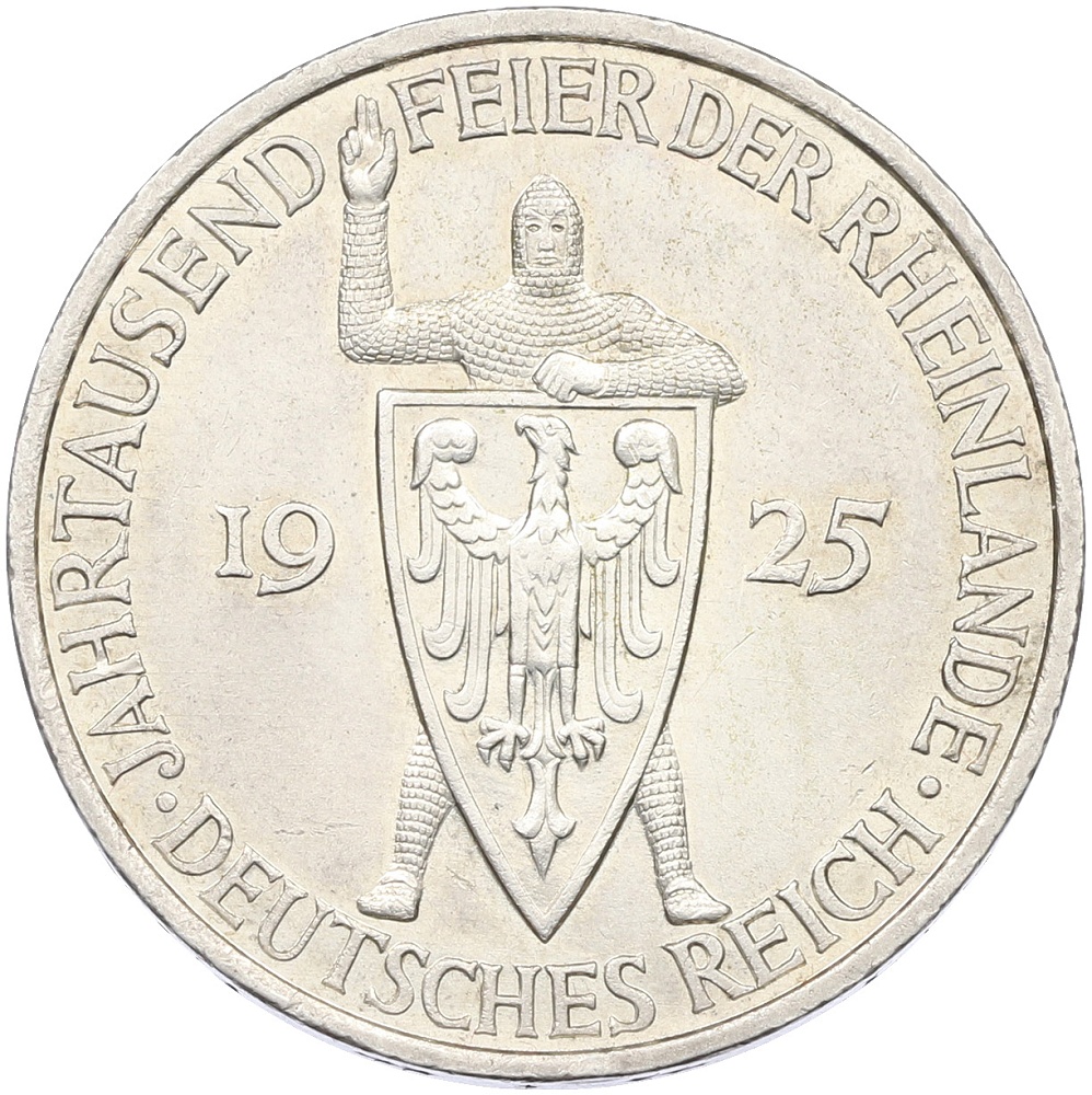 5 рейхсмарок 1925 года A Германия «Тысячелетие Рейнланда» — Фото №1