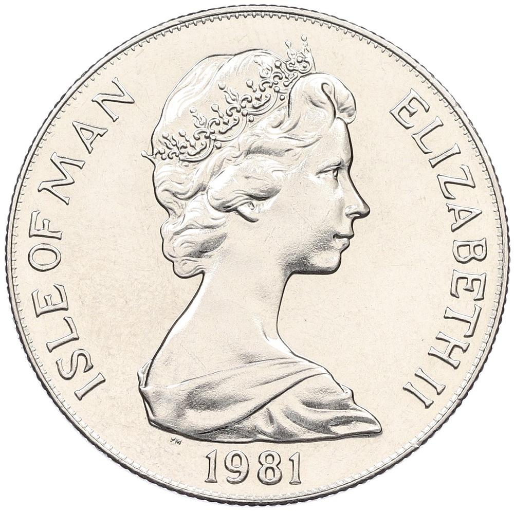 1 крона 1981 года Остров Мэн «Свадьба Принца Чарльза и Леди Дианы — Портреты» — Фото №2