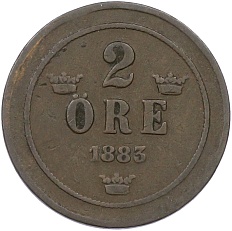 2 эре 1883 года Швеция — Фото №1