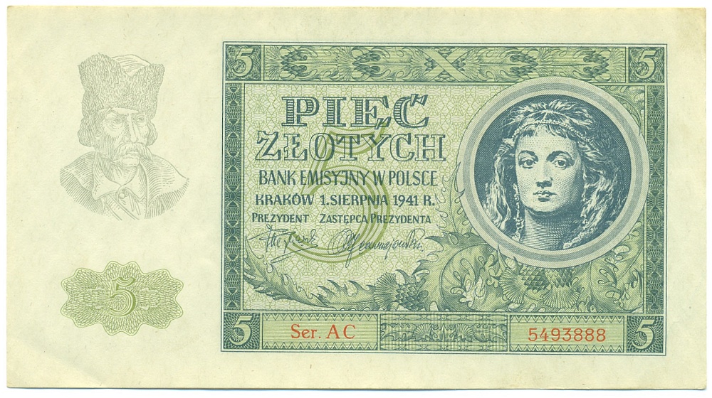 5 злотых 1941 года Польша — Фото №1