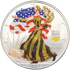 1 доллар 2007 года США «Шагающая Свобода» (Цветное покрытие) — Фото №1