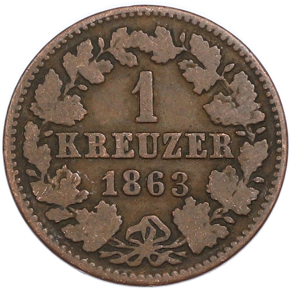 1 крейцер 1863 года Нассау — Фото №1