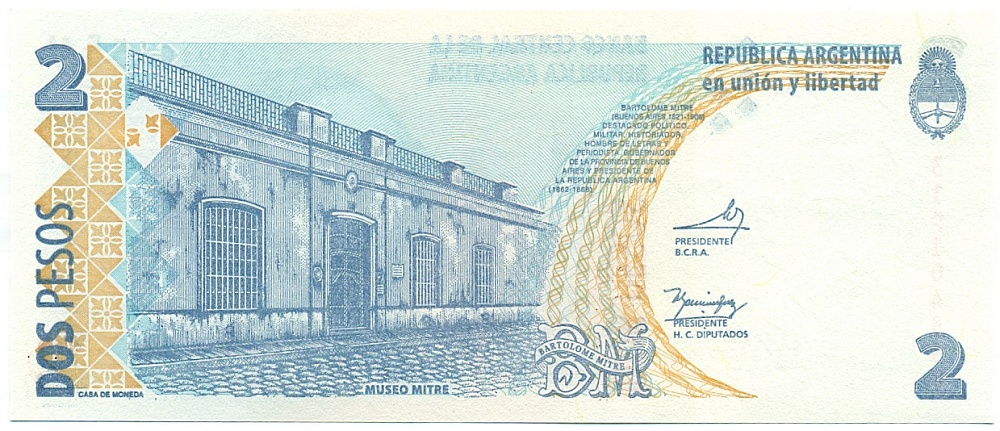 2 песо 2011 года Аргентина — Фото №2