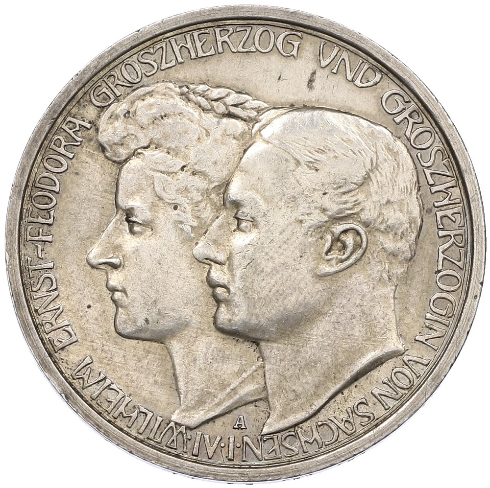 3 марки 1910 года A Германия (Саксен-Веймар-Эйзенах) «Свадьба Вильгельма и Феодоры» — Фото №1