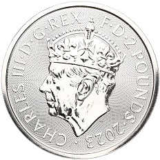 2 фунта 2023 года Великобритания «Британия» (Портрет Карла III с короной) — Фото №2