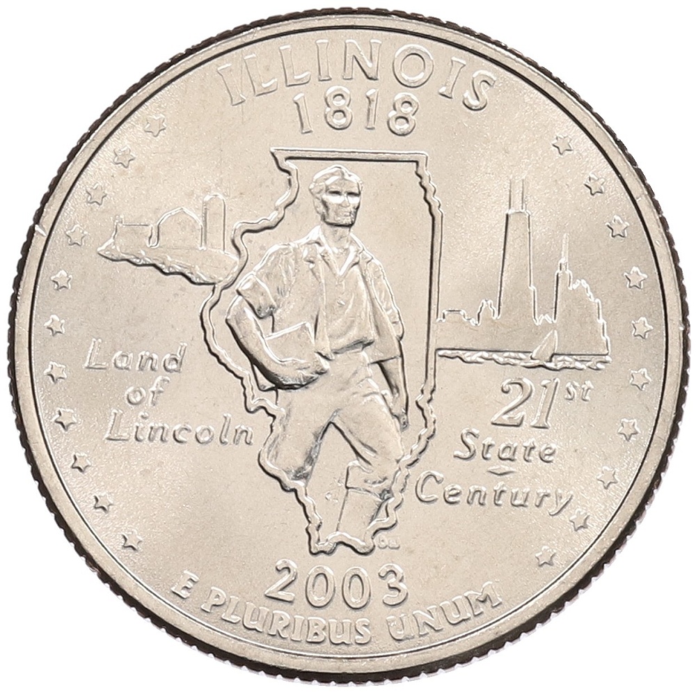 1/4 доллара (25 центов) 2003 года D США «Штаты и территории — Иллинойс» — Фото №1