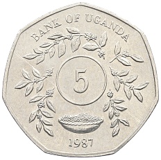 5 шиллингов 1987 года Уганда — Фото №1