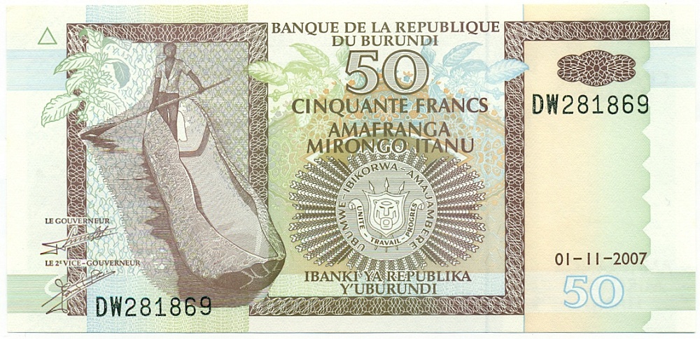 50 франков 2007 года Бурунди — Фото №1