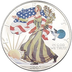 1 доллар 2002 года США «Шагающая Свобода» (Цветное покрытие) — Фото №1