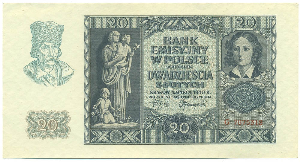 20 злотых 1940 года Польша — Фото №1