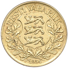 1 крона 1934 года Эстония — Фото №2
