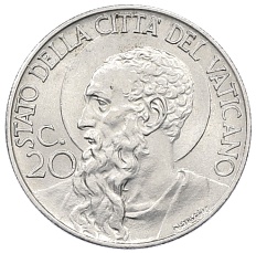 20 чентезимо 1940 года Ватикан — Фото №1