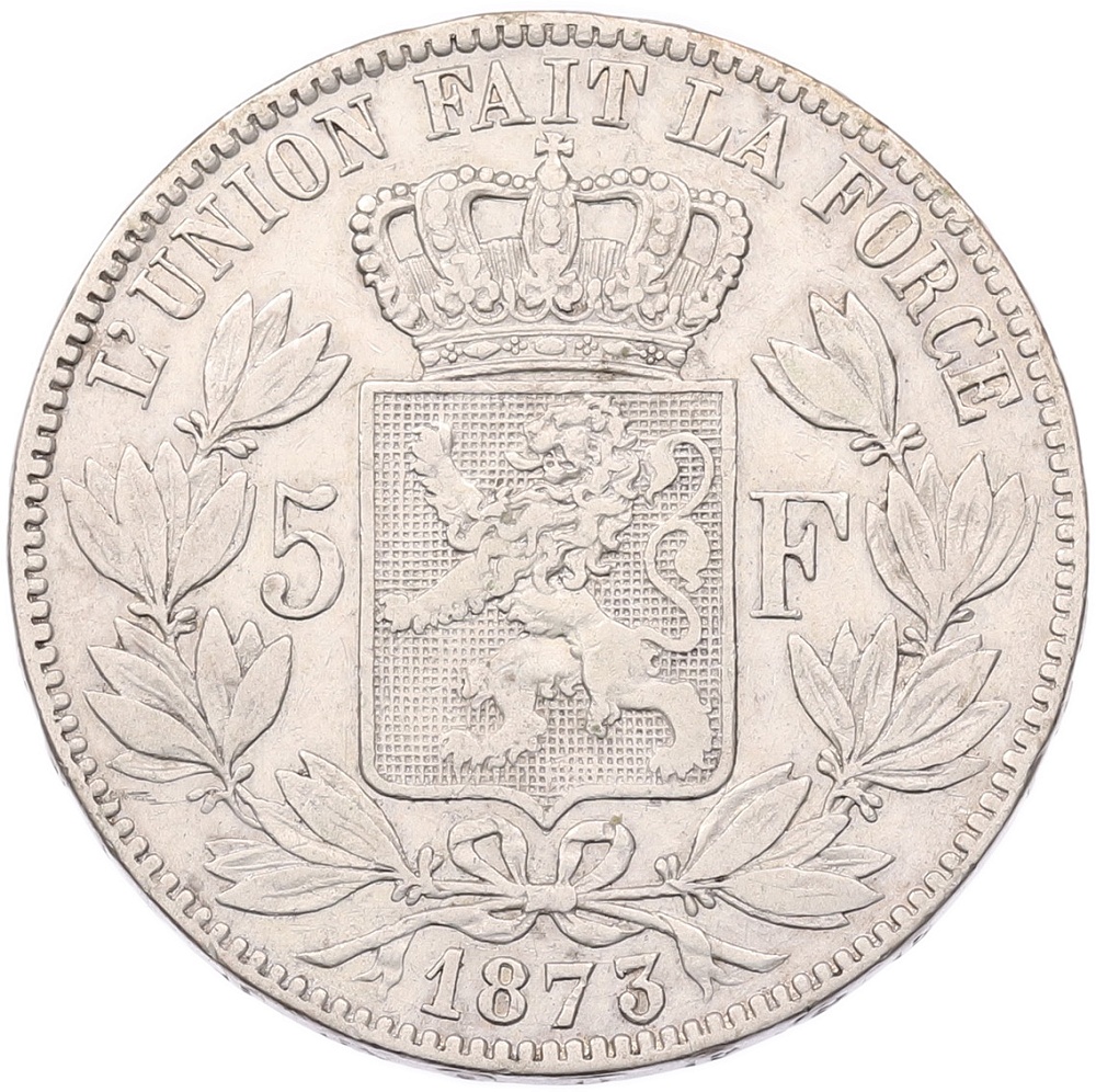 5 франков 1873 года Бельгия — Фото №1