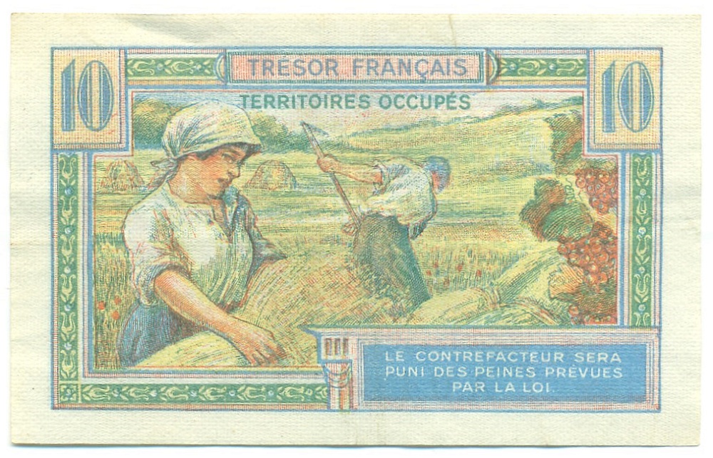 10 франков 1947 года Франция (Оккупационный выпуск для Германии и Австрии) — Фото №2