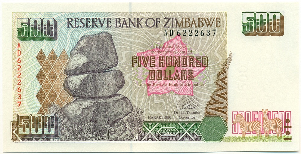 500 долларов 2001 года Зимбабве — Фото №1