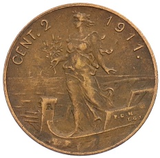 2 чентезимо 1911 года Италия — Фото №1