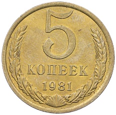 5 копеек 1981 года СССР — Фото №1