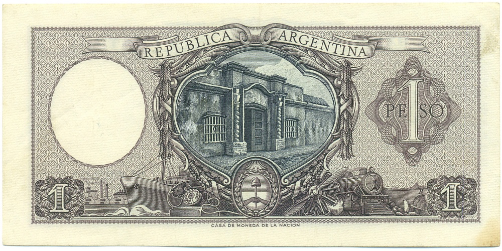 1 песо 1952-1955 года Аргентина — Фото №2