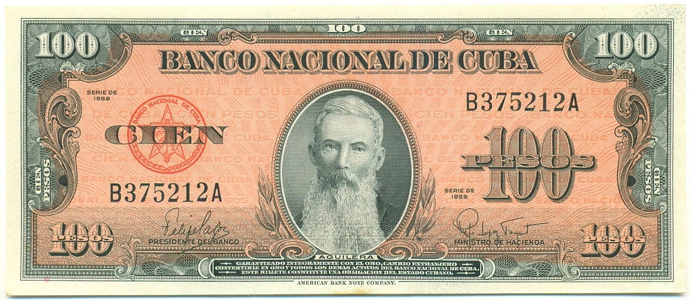 100 песо 1959 года Куба — Фото №1