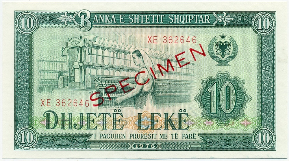 10 лек 1976 года Албания (ОБРАЗЕЦ) — Фото №1