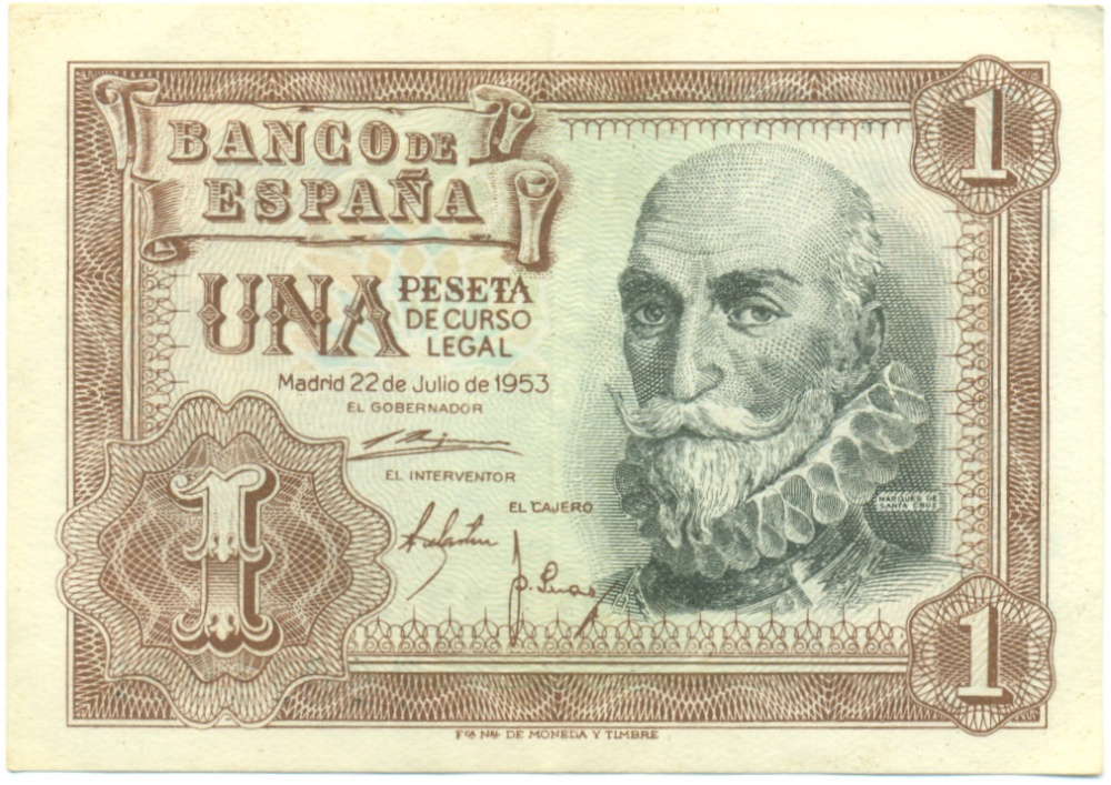 1 песета 1953 года Испания — Фото №1