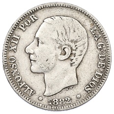 2 песеты 1882 года Испания — Фото №1