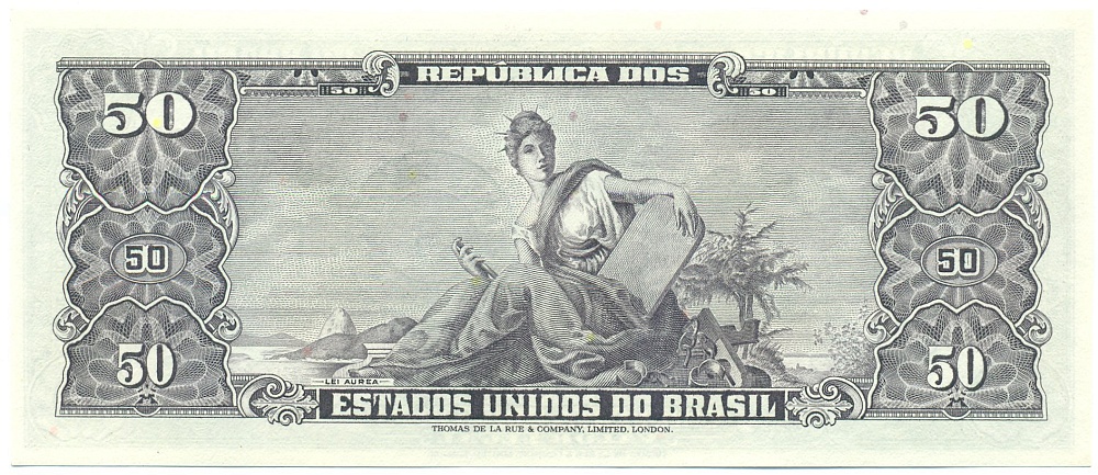 5 сентаво 1966 года Бразилия (Надпечатка на 50 крузейро) — Фото №2