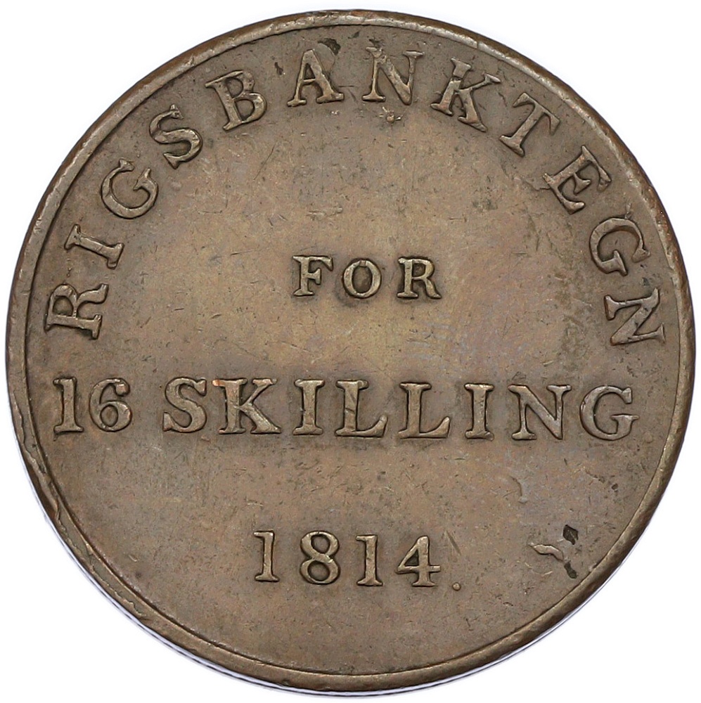 16 скиллингов 1814 года Дания — Фото №1